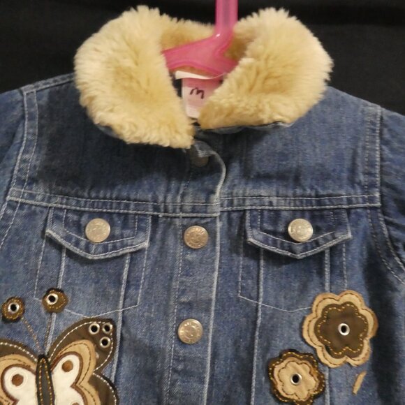 NANETTE | 12 months | Snap Button Closure Denim Jacket W/ Butterfly & Flowers - Picture 4 of 16